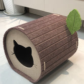 Tree stump-shaped cat bed